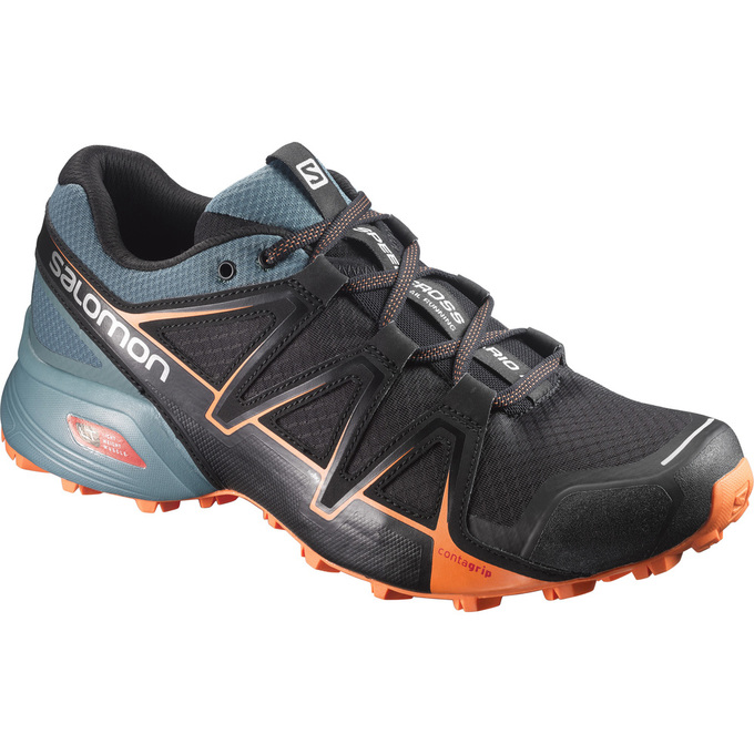 Salomon Israel SPEEDCROSS VARIO 2 - Mens Trail Running Shoes - Black/Orange (VQOY-08647)